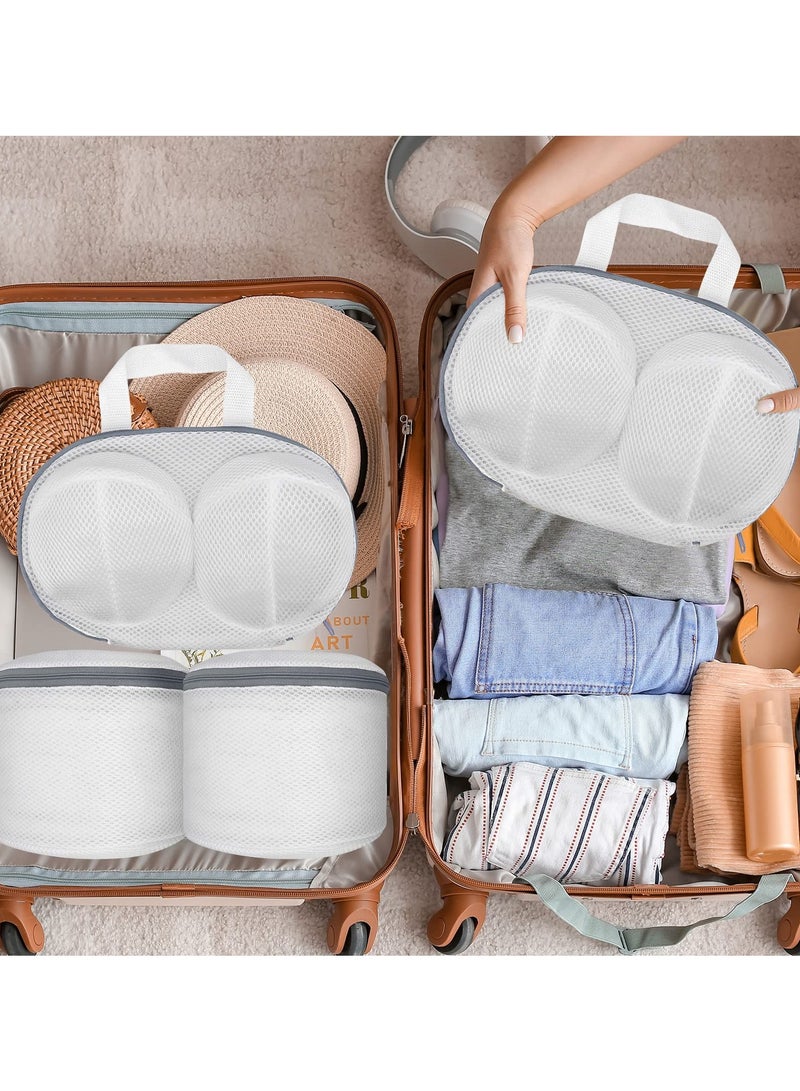 syosi 4 قطع أكياس الغسيل الصدرية، أكياس الغسيل الشبكية مع الرمز البريدي أسطواني رشاقته النسيج شبكة أكياس الغسيل للجوارب الملابس الداخلية الصدرية ملابس الطفل - Image 5